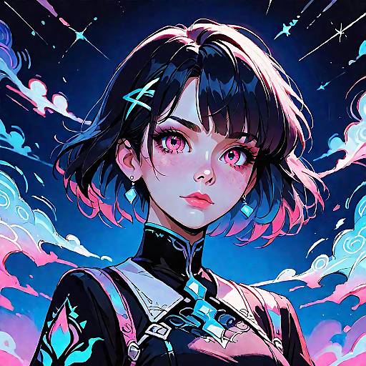 Dynamic Swirling Colors in Dark Anime Night