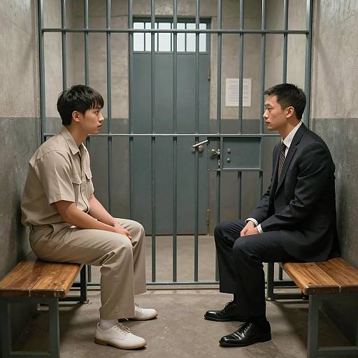 Prison Cell Encounter Between Two Men