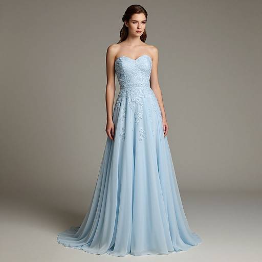 Elegant Woman in Blue Wedding Gown