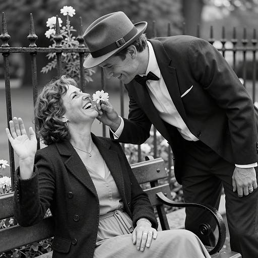 Charming Couple in Black and White