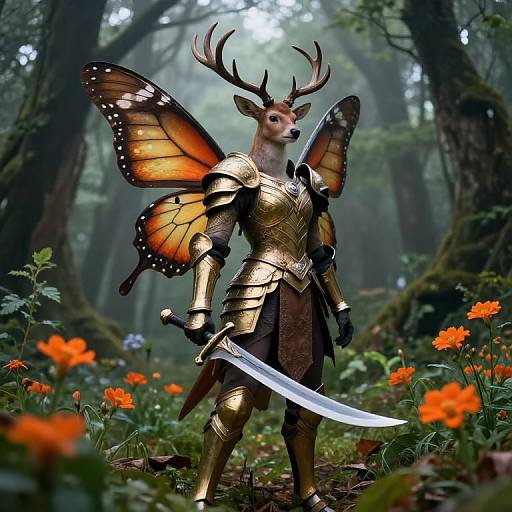 Fantastical Warrior with Butterfly Wings