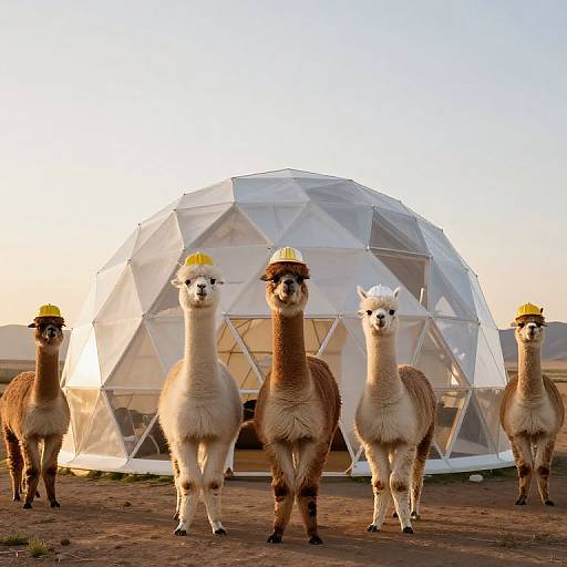 Alpacas Building Geodesic Domes