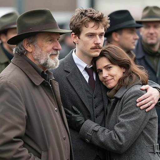 Intimate Moment in a Bustling Crowd