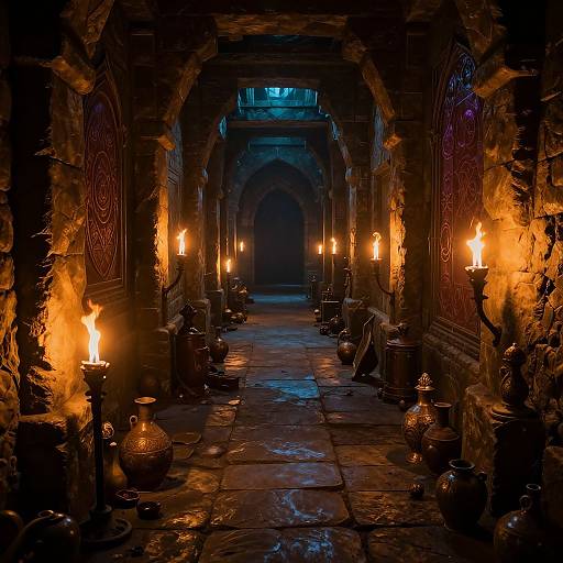 Fantasy Dungeon Corridor with Traps