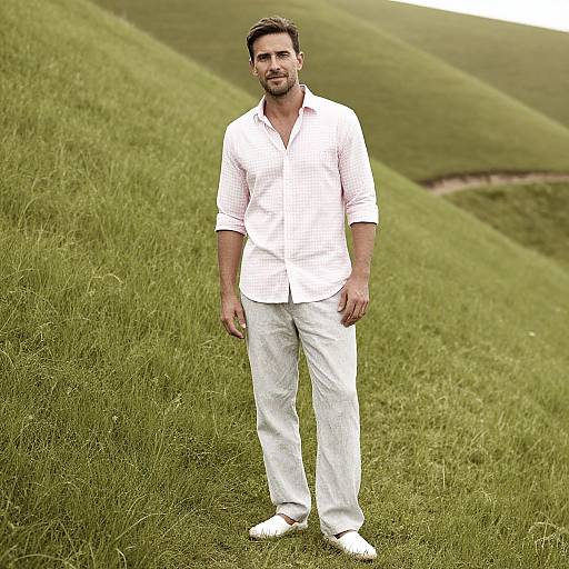 Man in Pastel Gingham Shirt