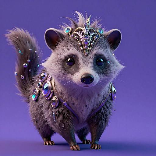 Vibrant Cyberpunk Opossum Portrait