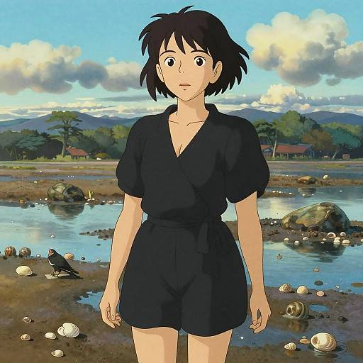 Casual Chic Woman Collecting Seashells