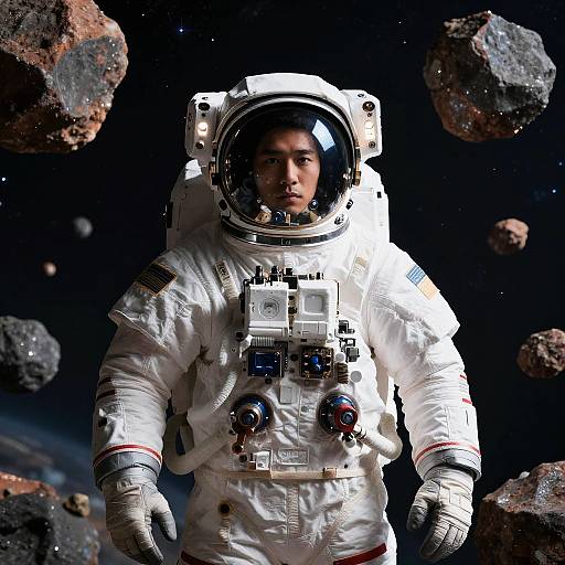 Hyperrealistic Male Astronaut in Space