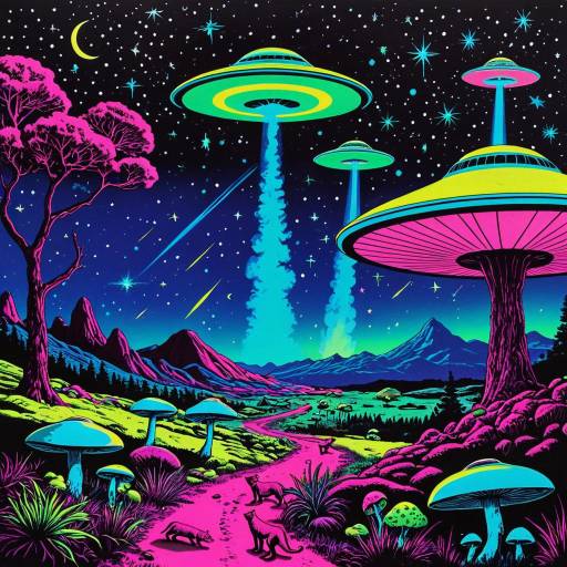 Trippy 70s Black Light Cougar Poster Trippy 70s Black Light Cougar Poster