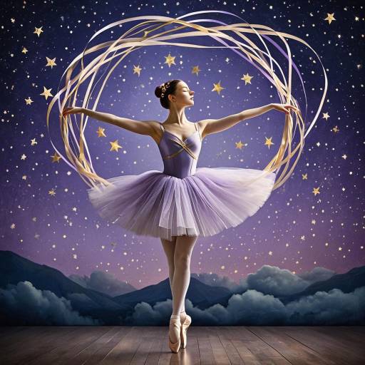 Graceful Ballerina with Glowing Ribbons