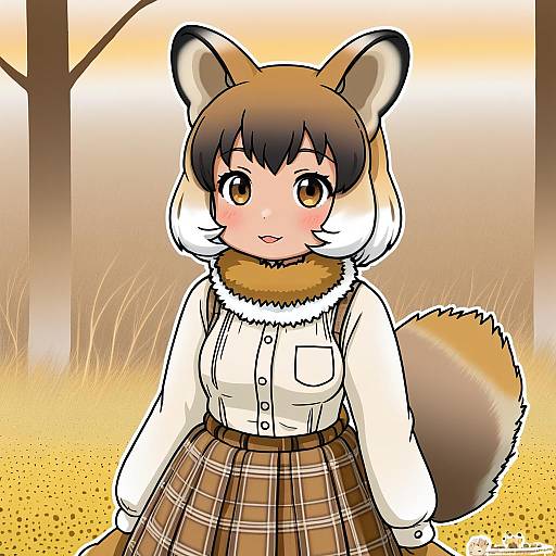 Illustration of Black-tailed prairie dog (kemono friends), kemono friends in the style of Sousouman