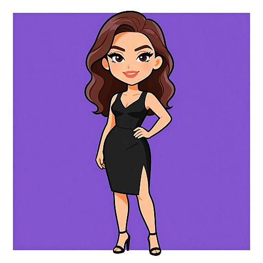 Smiling Woman in Classic Black Dress