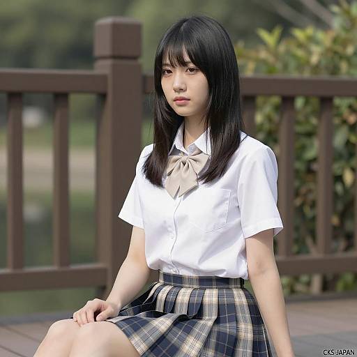 Elegant Asian Woman in Outdoor Setting