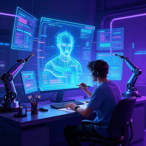 Futuristic Cyberpunk AI Digital Artist