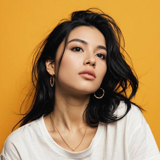 Portrait of Young Woman with Black Hair