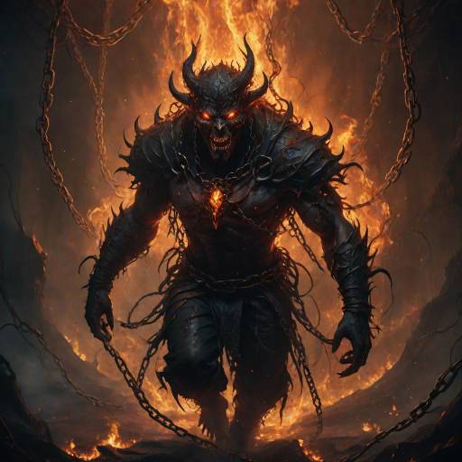 Demonic Warrior with Flaming Chains