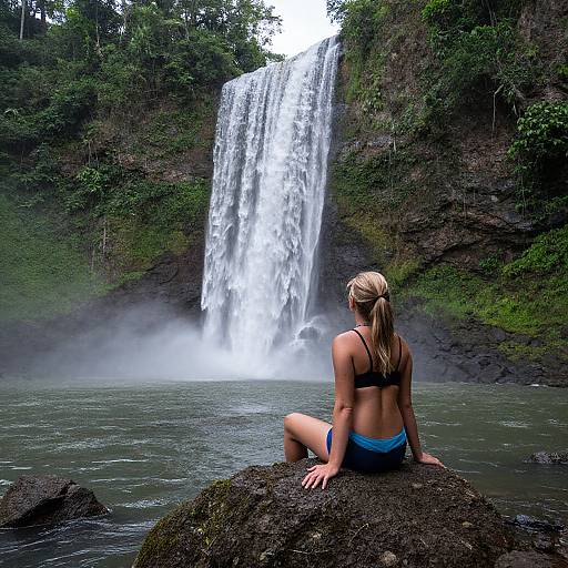 Woman Gazing at Kepirohi Waterfall