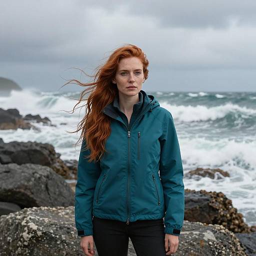 Dramatic Coastal Portrait with Windy Hair
