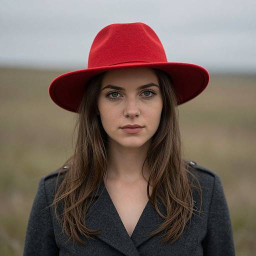Elegant Woman Wearing Red Hat
