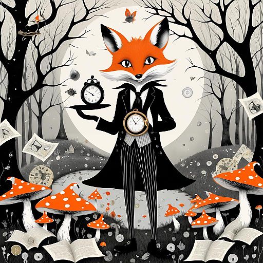 Adventurous Fox in a Whimsical Wonderland Adventurous Fox in a Whimsical Wonderland