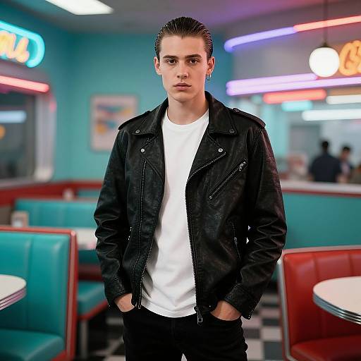 Retro Diner Portrait of Young Man
