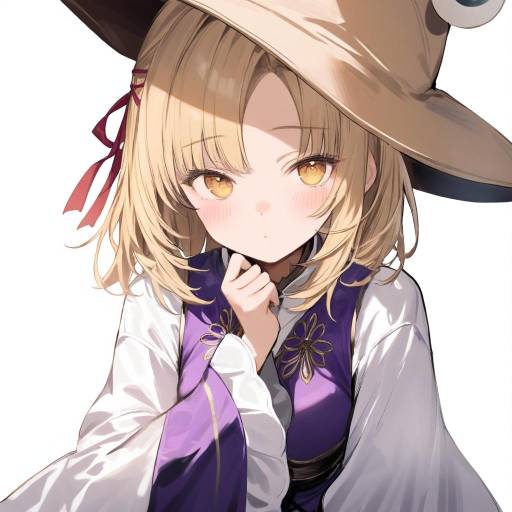 Blonde Girl with Purple Vest and Hat