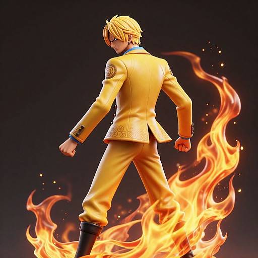 3D Render of Sanji with Fire Effect