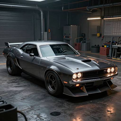 Custom 1970 Dodge Challenger Rat Rod in Garage