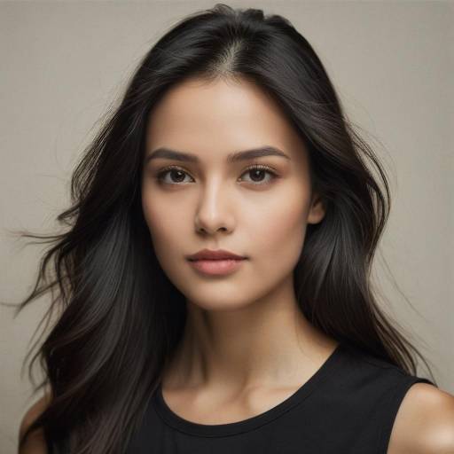 Portrait of young woman with long dark hair