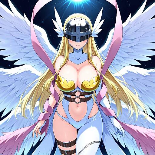 Illustration of Angewomon, digimon in the style of Chm (macharge)