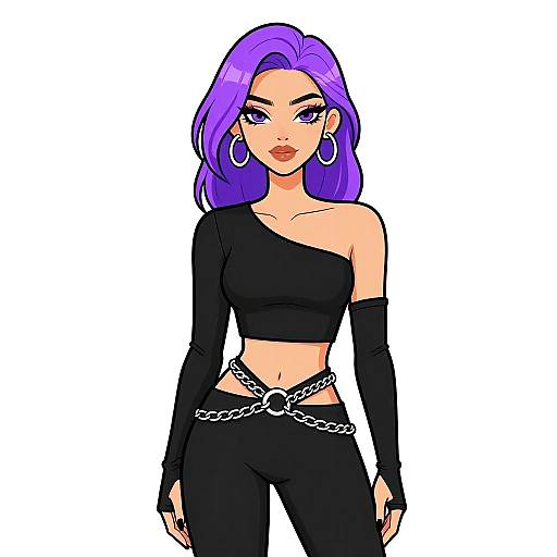 Contemporary Glam Woman in Black Crop Top