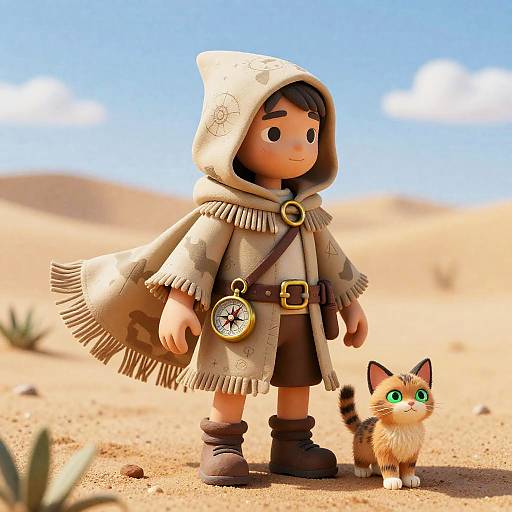 Brave Desert Scout with Sand Kitten