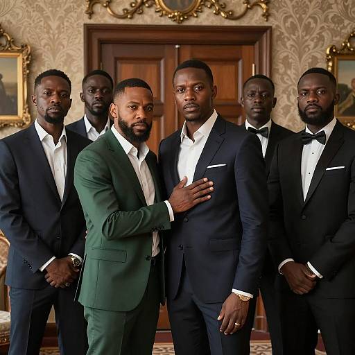 Elegant Gathering of Six Black Men