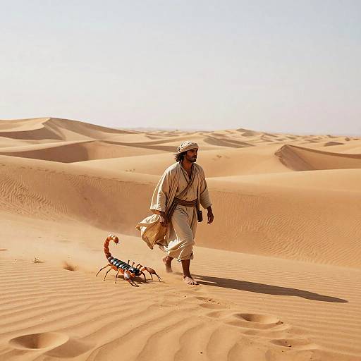 Desert Nomad Fleeing Sand Scorpion