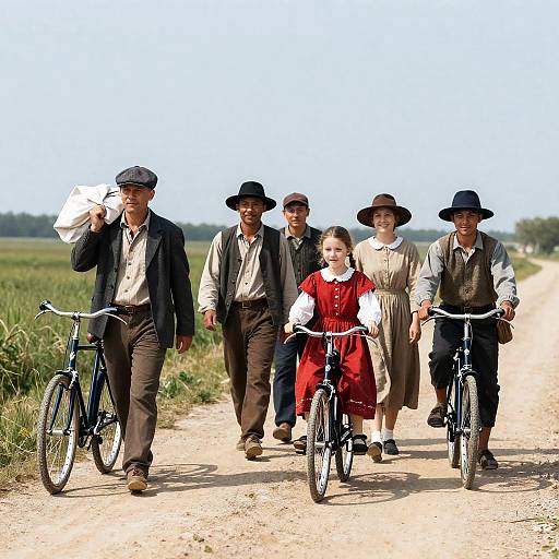19th Century Rural Walkers on Dirt Road