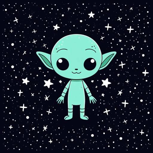 Cute Cartoon Alien in Space
