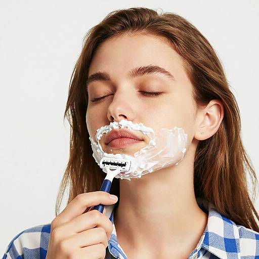 Young Woman Shaving Upper Lip