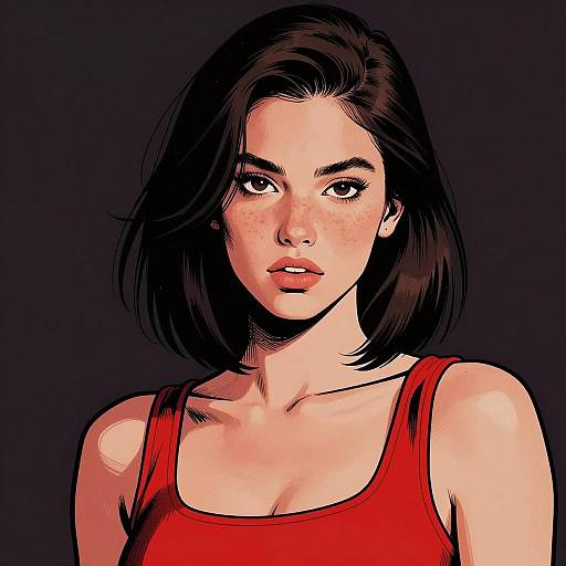 Young Woman Portrait in Comic Style