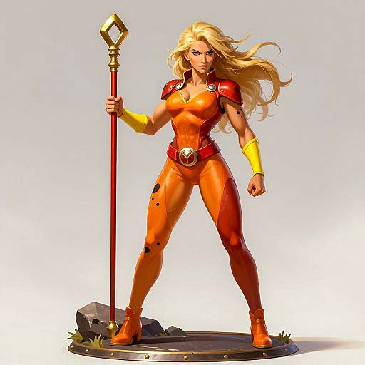 Fierce Blonde Warrior in Dynamic Pose