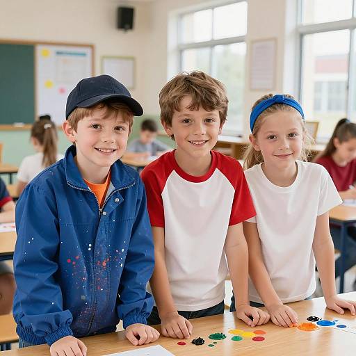 Children Painting in Classroom