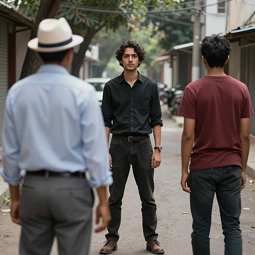 Men in Urban Alley Scene