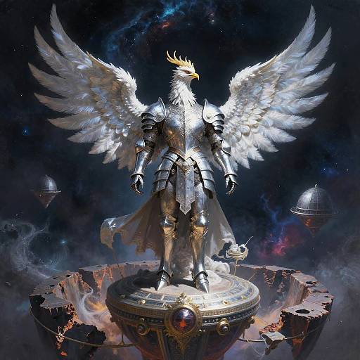 Phoenix Paladin in Silver Armor on Celestial Observatory