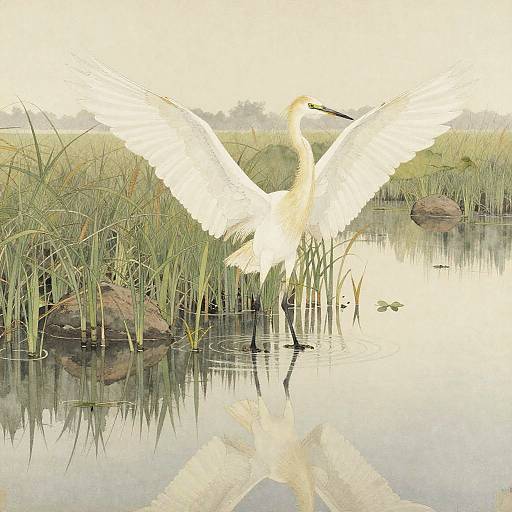 Great Egret in Serene Delta