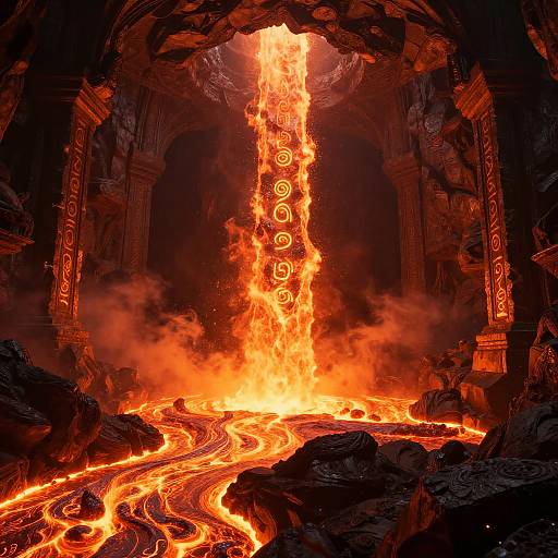 Fiery Lava Pit in Fantasy Cavern