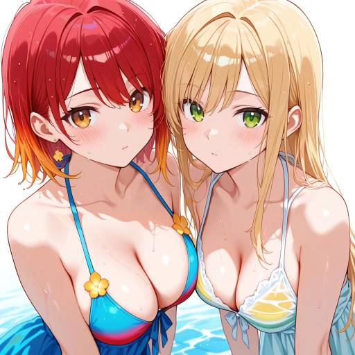 Enchanting Beach Duo with Vibrant Styles Enchanting Beach Duo with Vibrant Styles