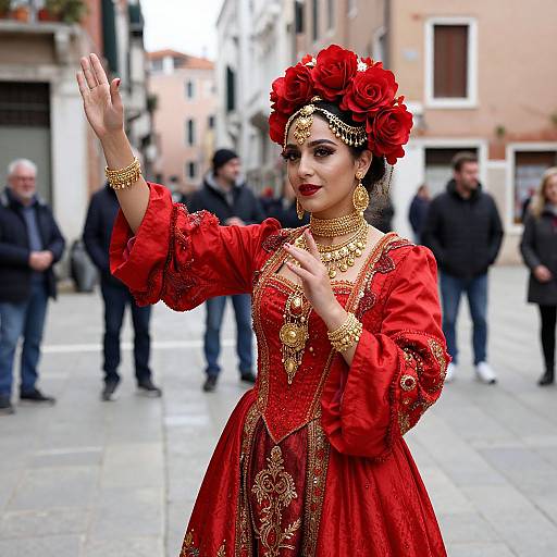 Venetian Street Performer in Red