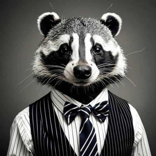 Anthropomorphic Badger in Pinstripe Suit