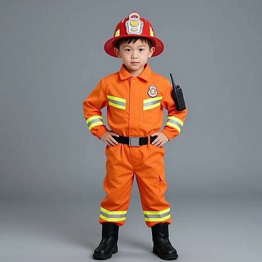 Young Boy in Fireman Outfit
