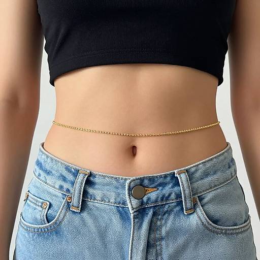 Minimalist Flat Stomach with Gold Belly Chain