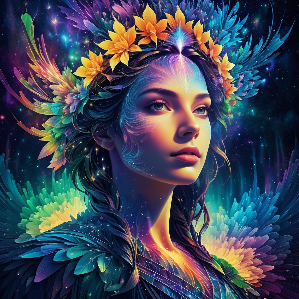 Psychedelic Aurora Borealis Floral Fantasy